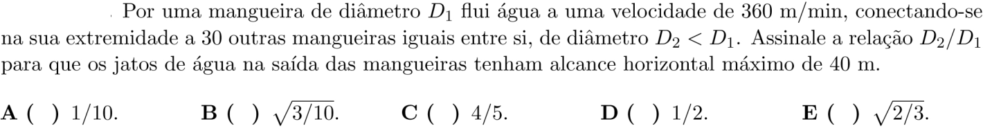 Questão 4 no caderno 1ª fase do ITA 2020