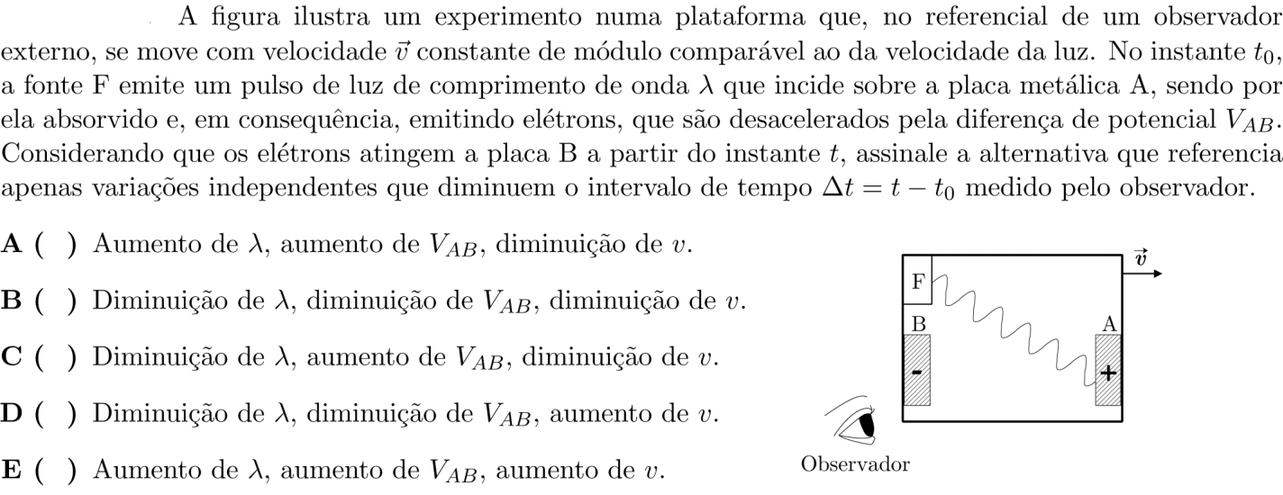 Questão 7 no caderno 1ª fase do ITA 2020