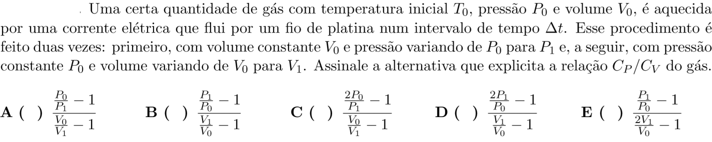 Questão 9 no caderno 1ª fase do ITA 2020