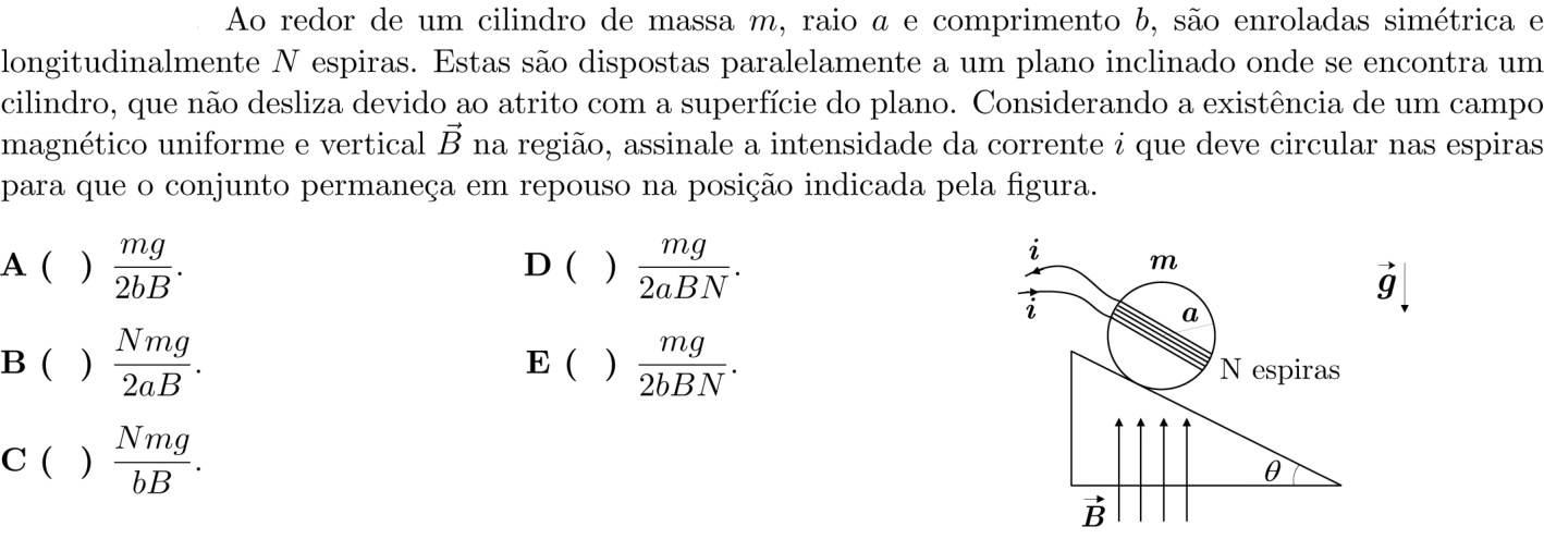 Questão 10 no caderno 1ª fase do ITA 2020