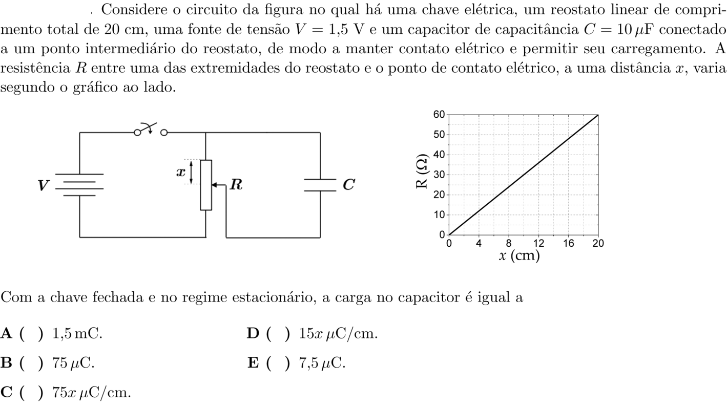 Questão 12 no caderno 1ª fase do ITA 2020