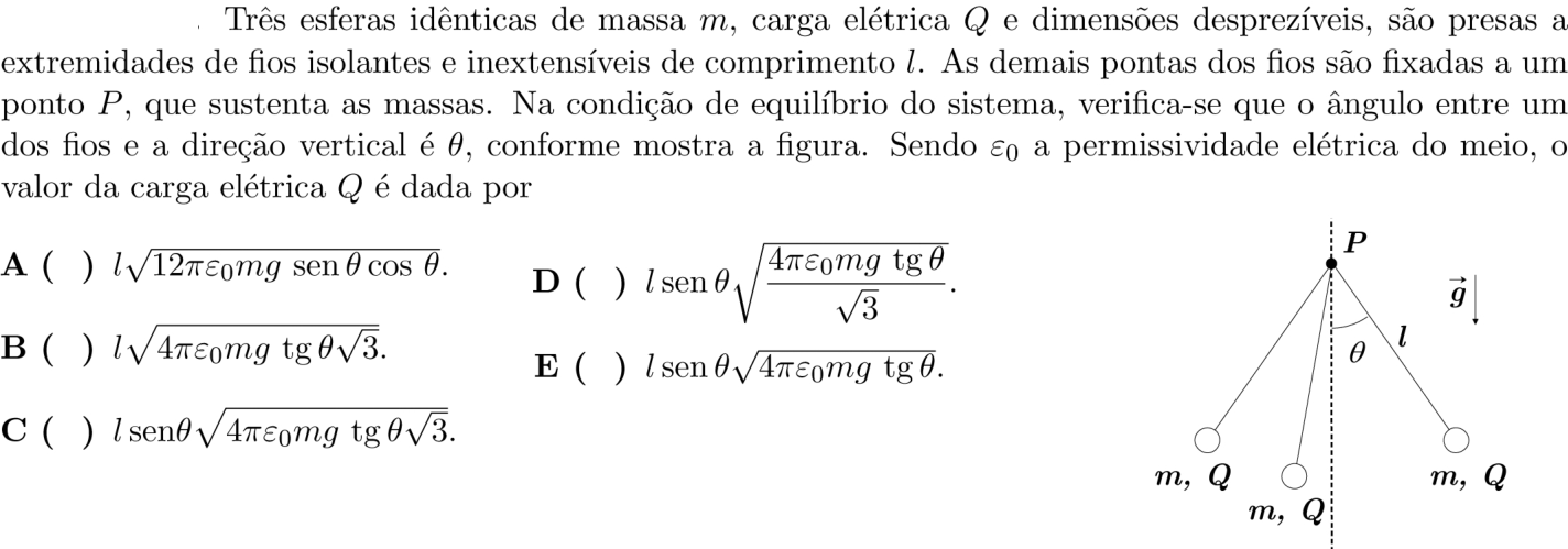 Questão 13 no caderno 1ª fase do ITA 2020
