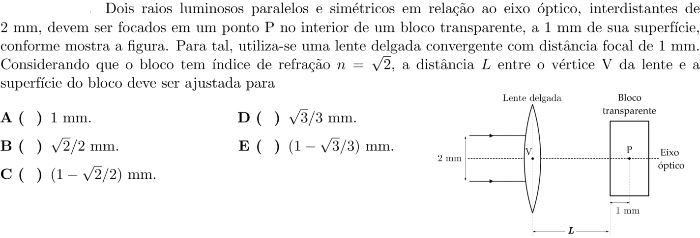 Questão 14 no caderno 1ª fase do ITA 2020