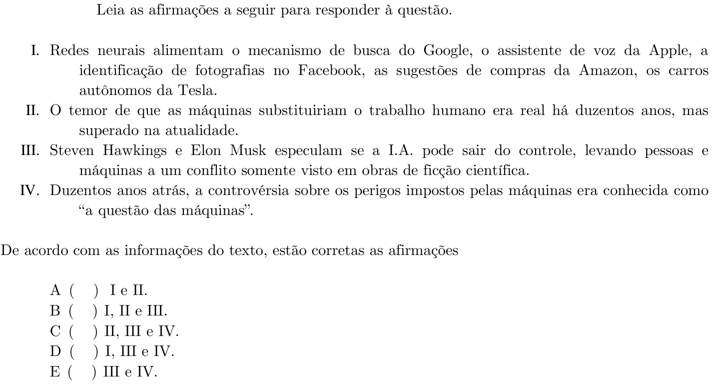 Questão 31 no caderno 1ª fase do ITA 2020