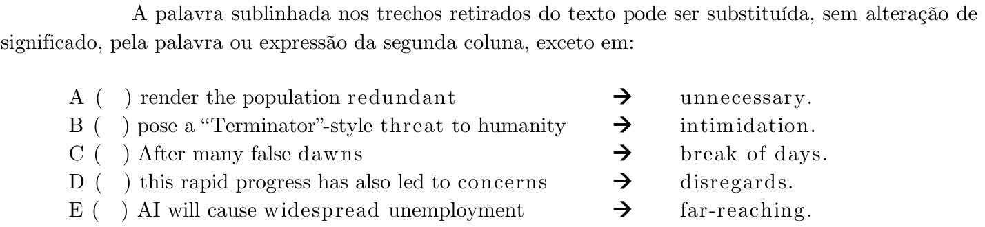 Questão 32 no caderno 1ª fase do ITA 2020