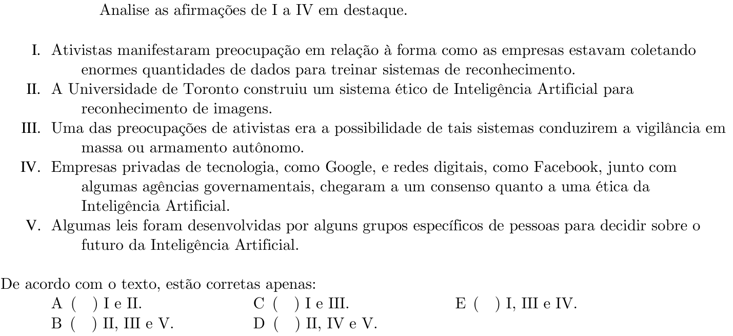 Questão 40 no caderno 1ª fase do ITA 2020