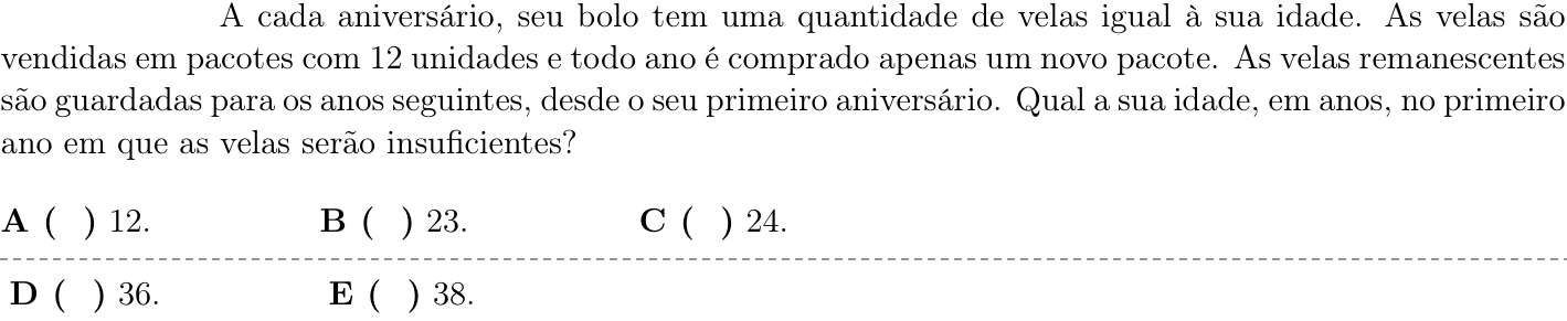 Questão 45 no caderno 1ª fase do ITA 2020