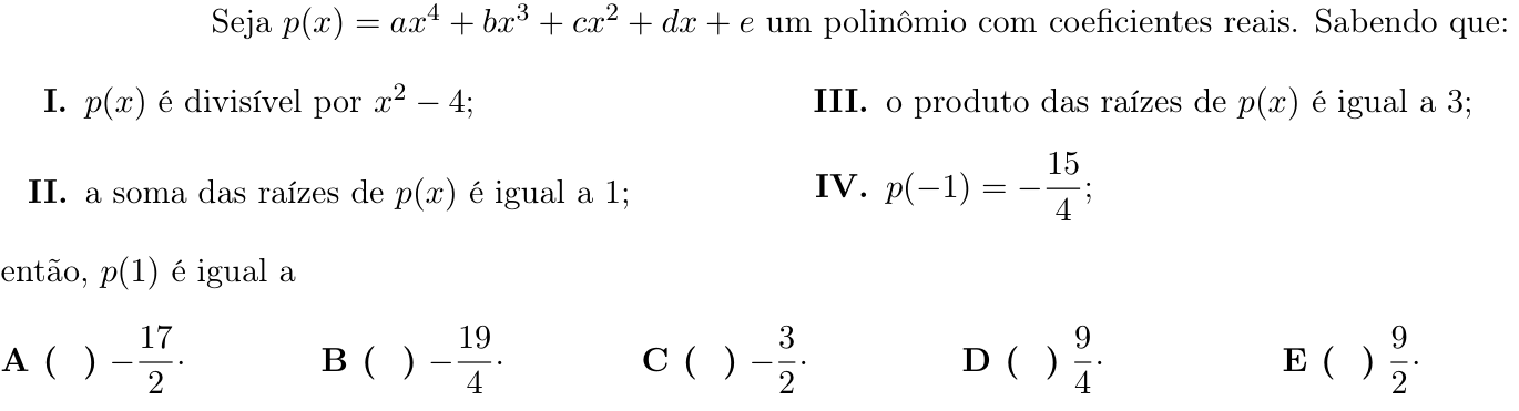 Questão 50 no caderno 1ª fase do ITA 2020