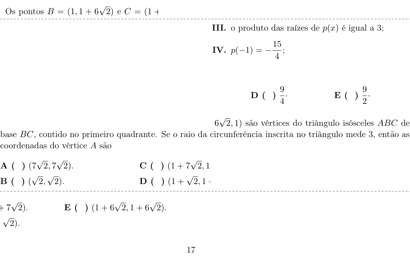 Questão 51 no caderno 1ª fase do ITA 2020