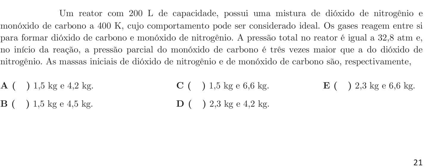 Questão 62 no caderno 1ª fase do ITA 2020