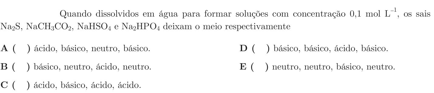 Questão 64 no caderno 1ª fase do ITA 2020