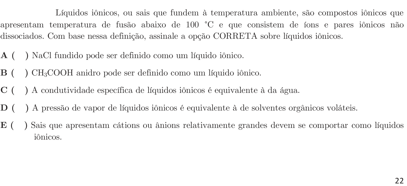 Questão 66 no caderno 1ª fase do ITA 2020