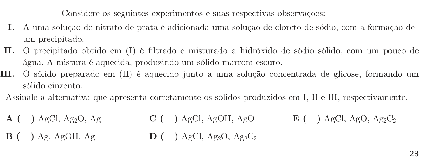Questão 70 no caderno 1ª fase do ITA 2020