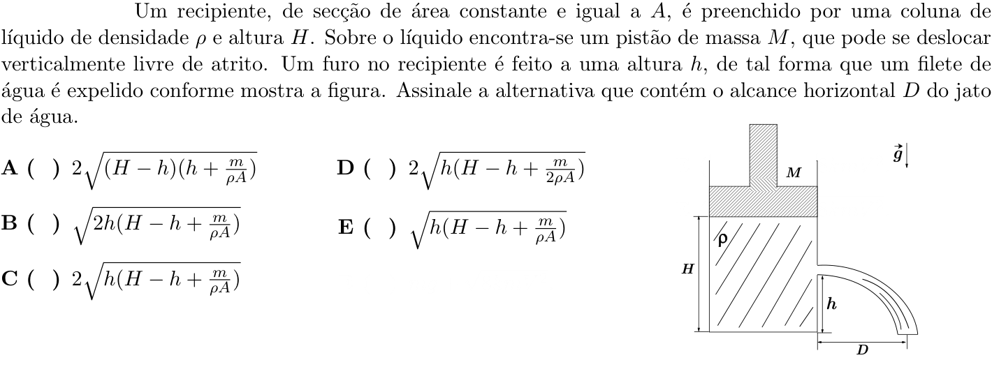 Questão 5 no caderno 1ª fase do ITA 2021