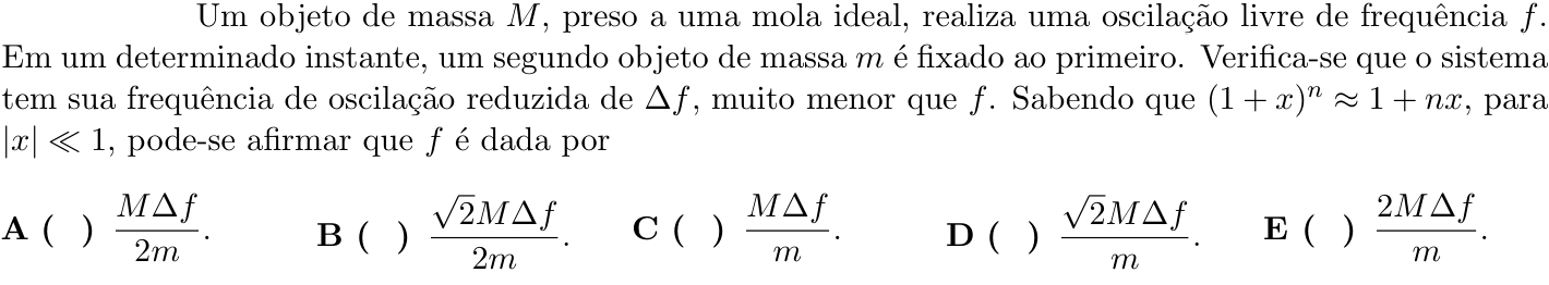 Questão 7 no caderno 1ª fase do ITA 2021