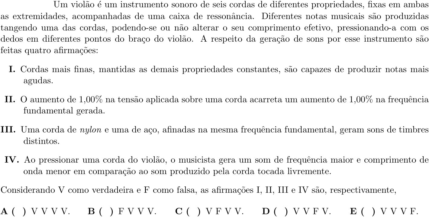 Questão 8 no caderno 1ª fase do ITA 2021