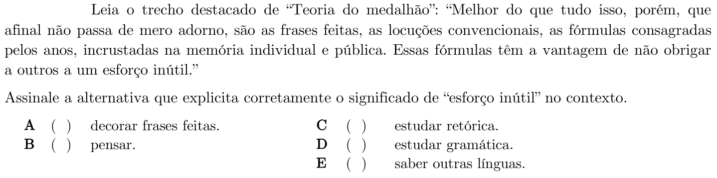 Questão 27 no caderno 1ª fase do ITA 2021