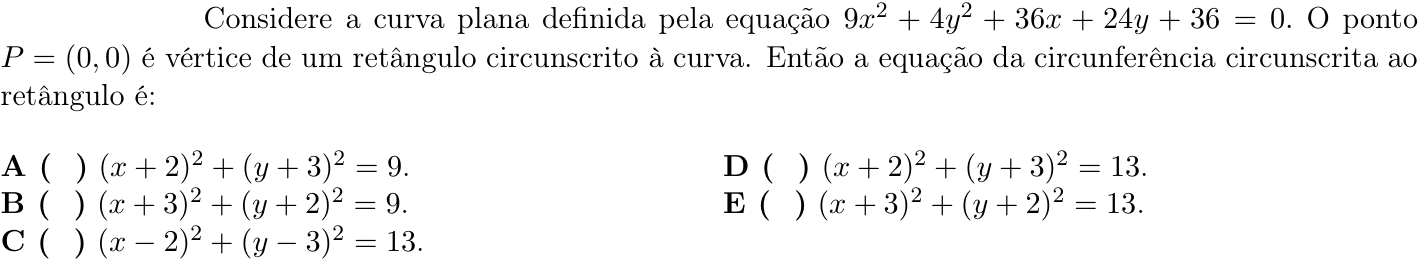 Questão 44 no caderno 1ª fase do ITA 2021