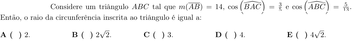 Questão 45 no caderno 1ª fase do ITA 2021