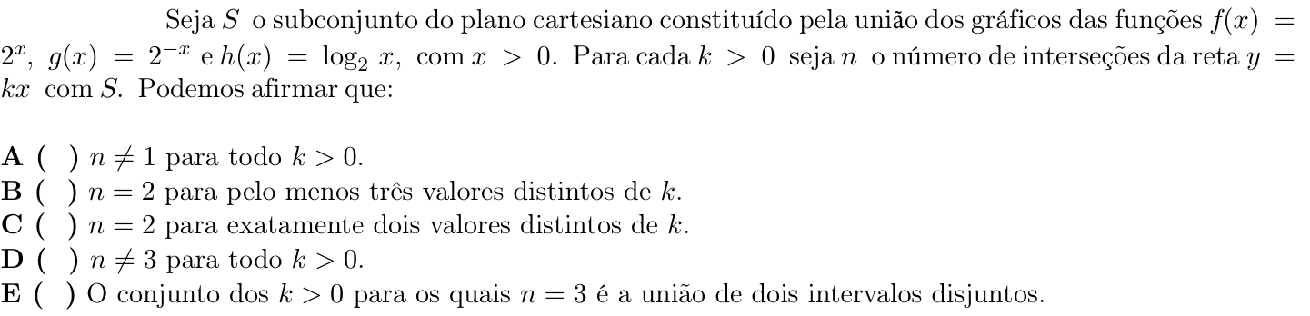 Questão 46 no caderno 1ª fase do ITA 2021