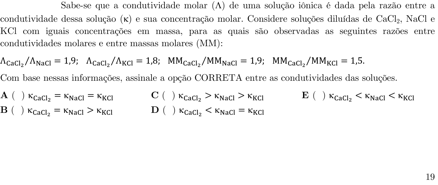 Questão 61 no caderno 1ª fase do ITA 2021