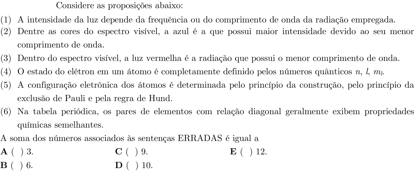 Questão 65 no caderno 1ª fase do ITA 2021