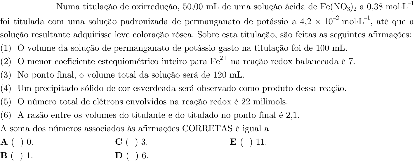 Questão 66 no caderno 1ª fase do ITA 2021