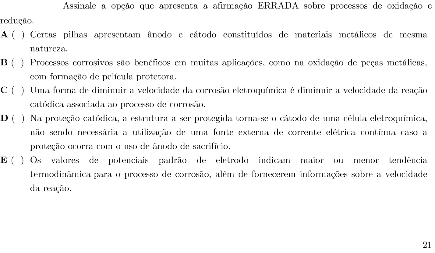 Questão 67 no caderno 1ª fase do ITA 2021