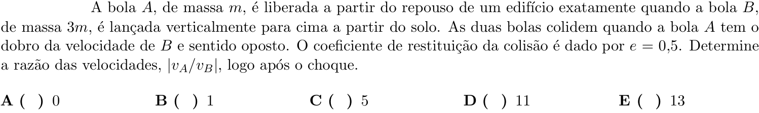 Questão 2 no caderno 1ª fase do ITA 2022