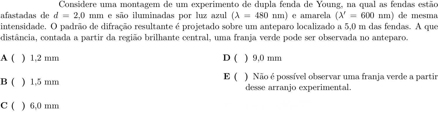 Questão 11 no caderno 1ª fase do ITA 2022