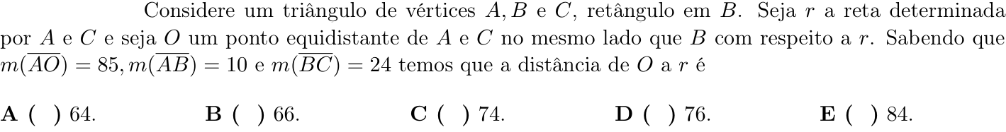Questão 42 no caderno 1ª fase do ITA 2022