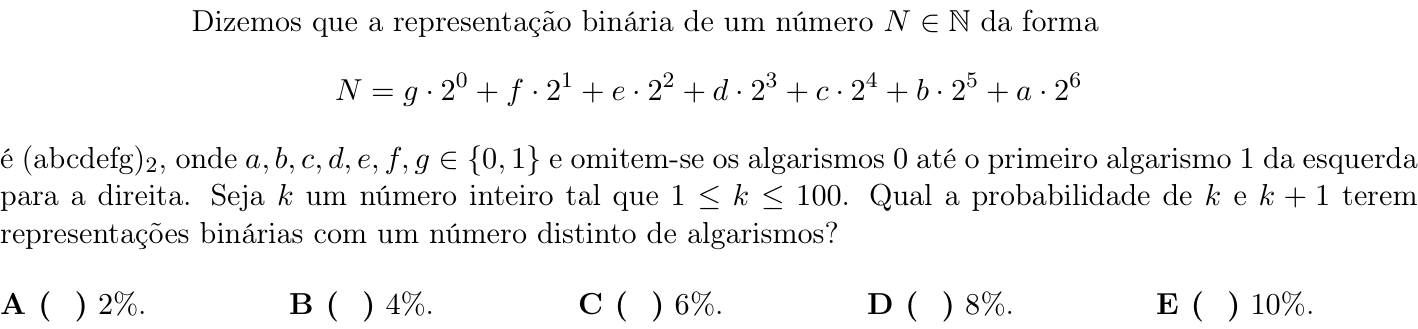 Questão 51 no caderno 1ª fase do ITA 2022