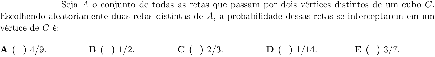 Questão 52 no caderno 1ª fase do ITA 2022