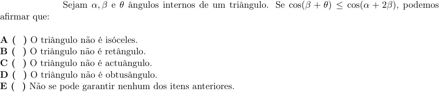 Questão 53 no caderno 1ª fase do ITA 2022