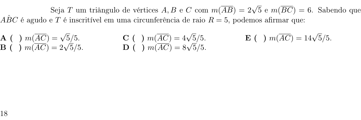 Questão 55 no caderno 1ª fase do ITA 2022
