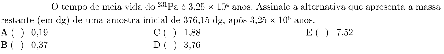 Questão 58 no caderno 1ª fase do ITA 2022