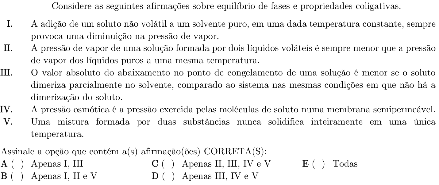 Questão 70 no caderno 1ª fase do ITA 2022