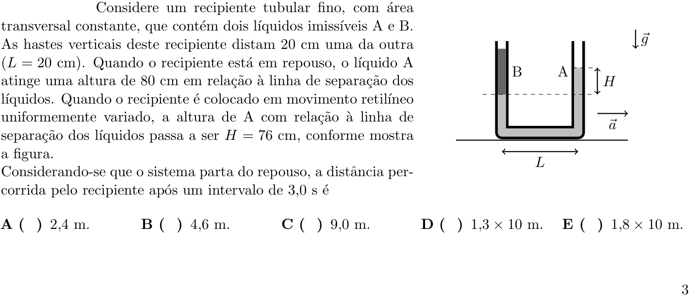 Questão 5 no caderno 1ª fase do ITA 2023