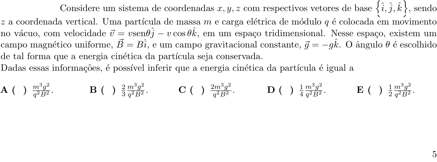 Questão 10 no caderno 1ª fase do ITA 2023