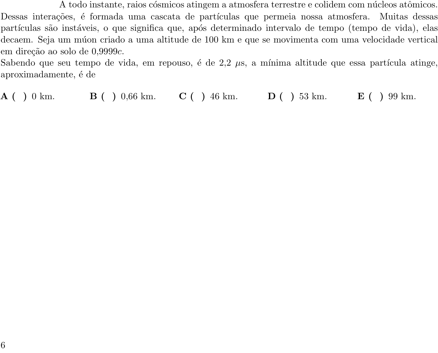Questão 12 no caderno 1ª fase do ITA 2023