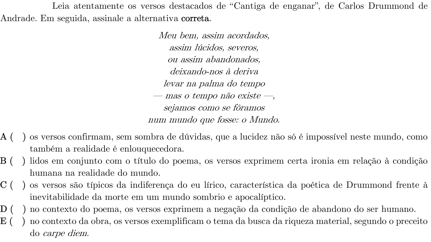 Questão 21 no caderno 1ª fase do ITA 2023