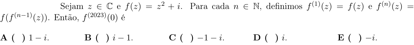 Questão 38 no caderno 1ª fase do ITA 2023