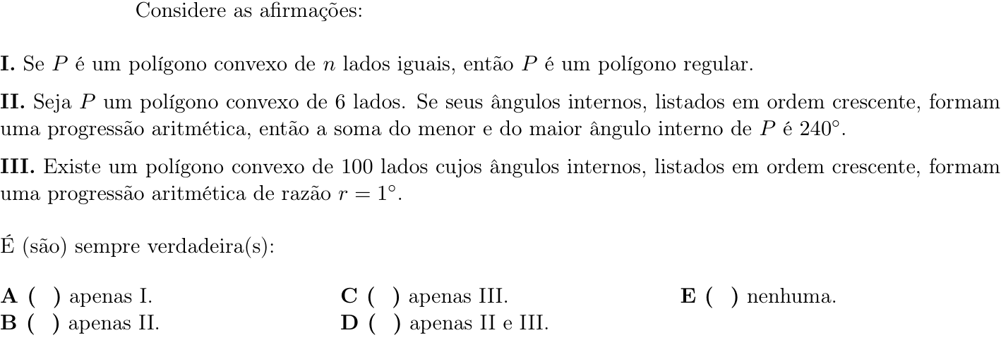 Questão 39 no caderno 1ª fase do ITA 2023