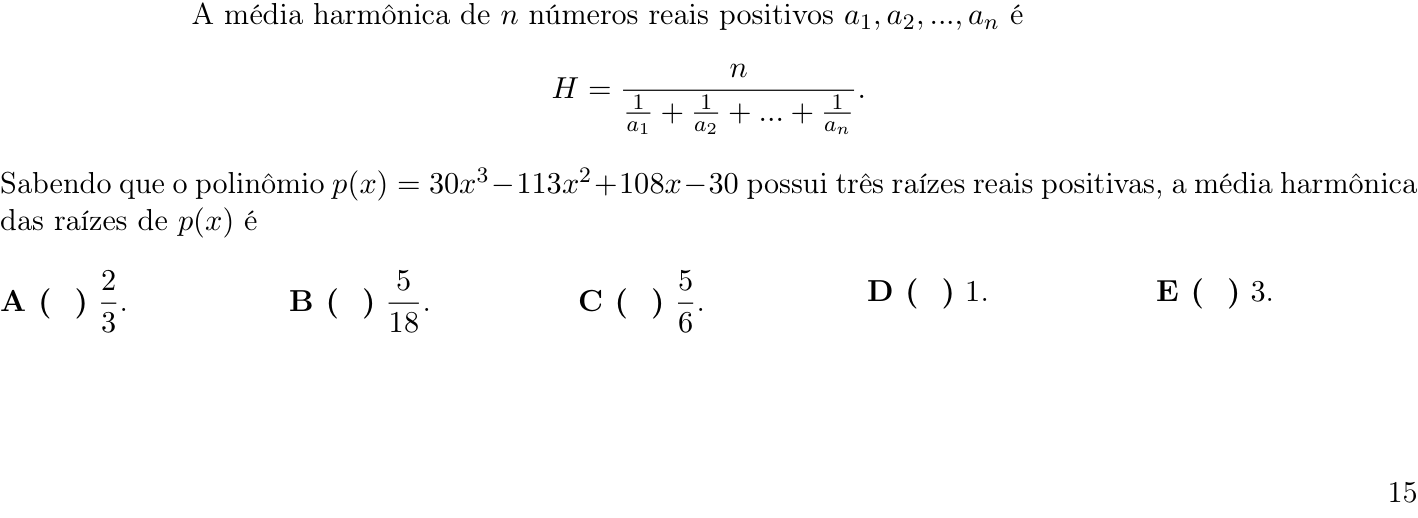 Questão 40 no caderno 1ª fase do ITA 2023