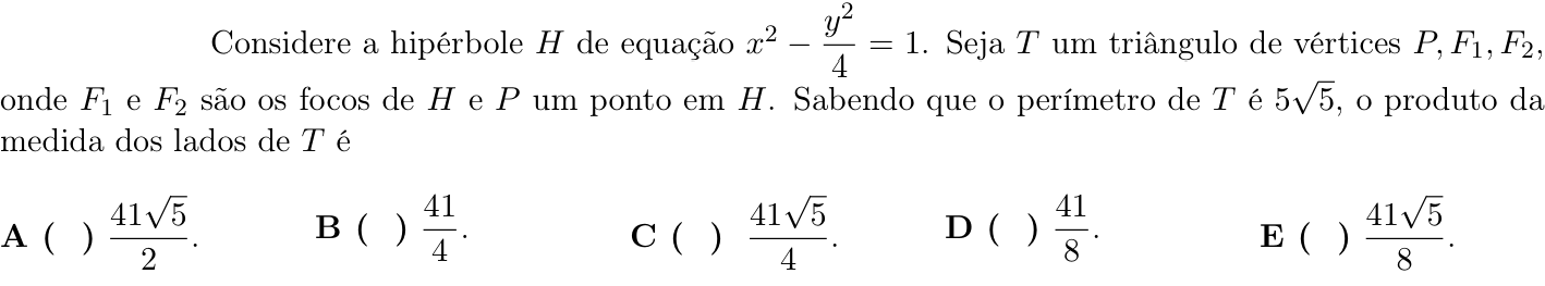Questão 44 no caderno 1ª fase do ITA 2023
