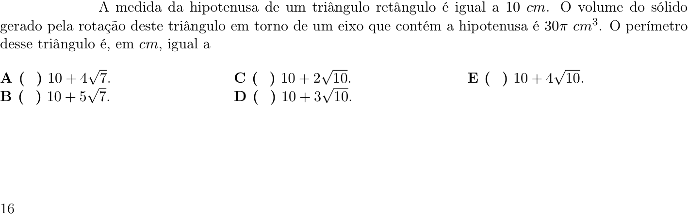 Questão 46 no caderno 1ª fase do ITA 2023