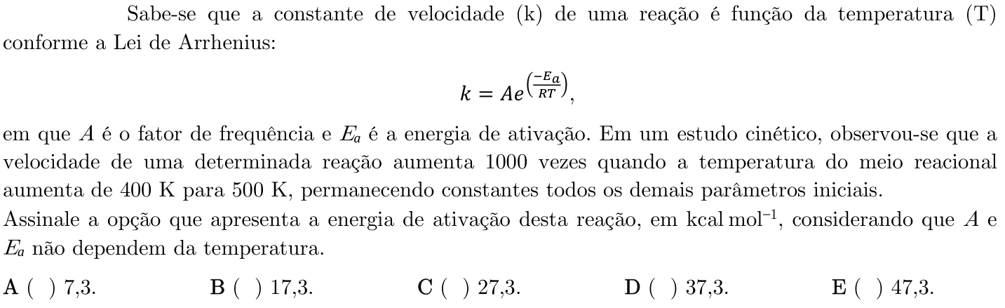 Questão 50 no caderno 1ª fase do ITA 2023