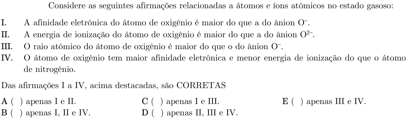 Questão 51 no caderno 1ª fase do ITA 2023