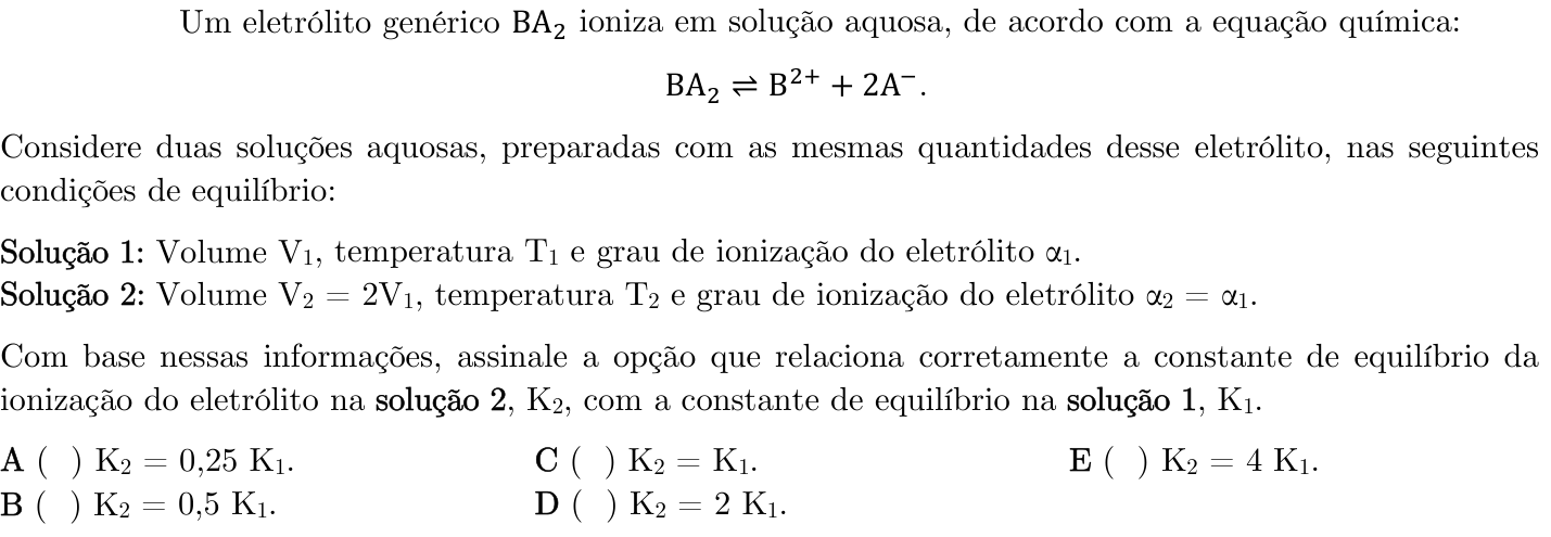 Questão 54 no caderno 1ª fase do ITA 2023
