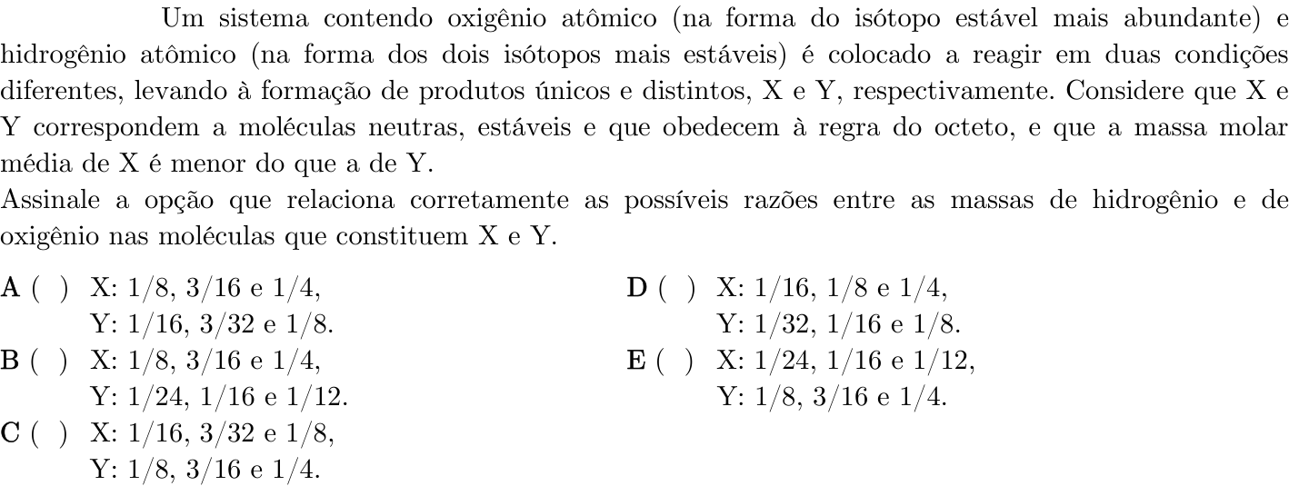 Questão 55 no caderno 1ª fase do ITA 2023